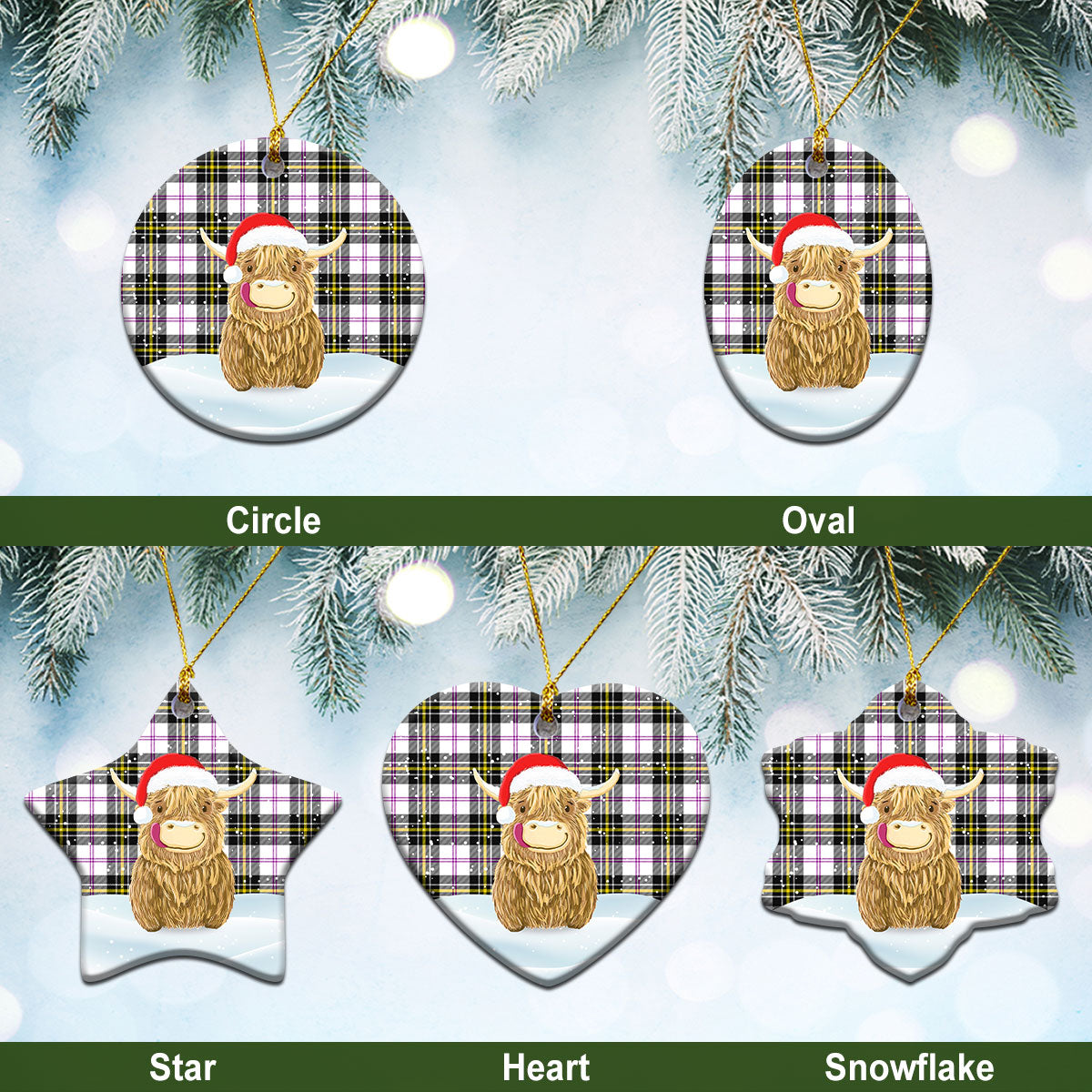 Clan MacPherson Dress Modern Tartan Christmas Ceramic Ornament Highland Cows Style LZ13 MacPherson Dress Modern Tartan Tartan Ornament   
