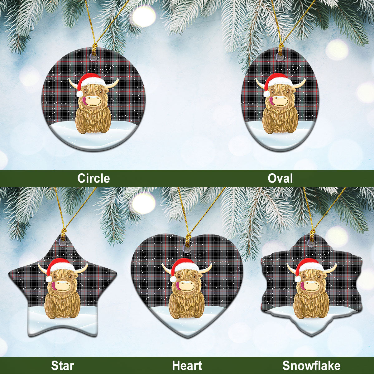 Clan Moffat Modern Tartan Christmas Ceramic Ornament Highland Cows Style HG63 Moffat Modern Tartan Tartan Ornament   