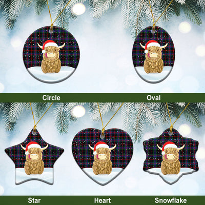 Clan Nairn Tartan Christmas Ceramic Ornament Highland Cows Style