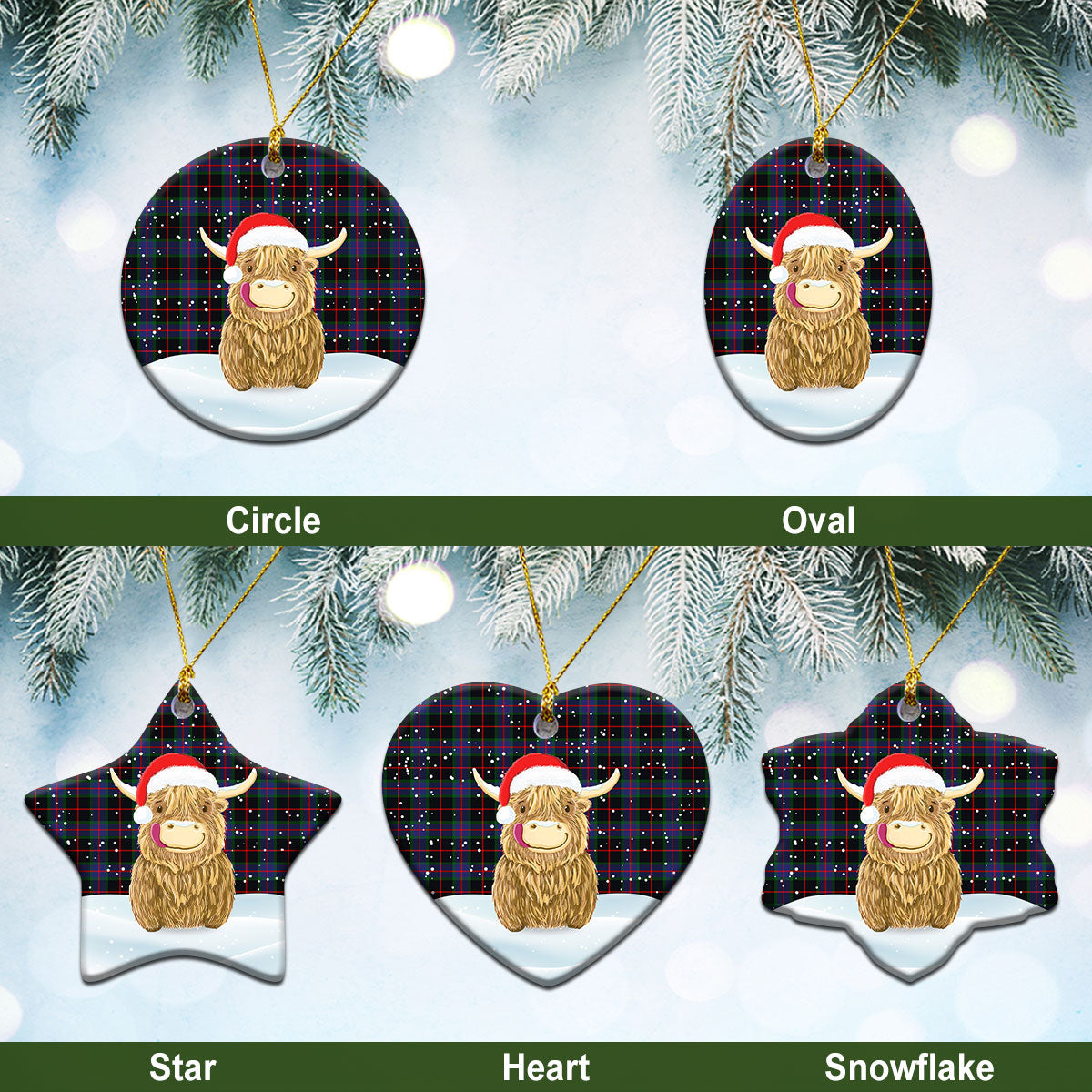 Clan Nairn Tartan Christmas Ceramic Ornament Highland Cows Style MG92 Nairn Tartan Tartan Ornament   