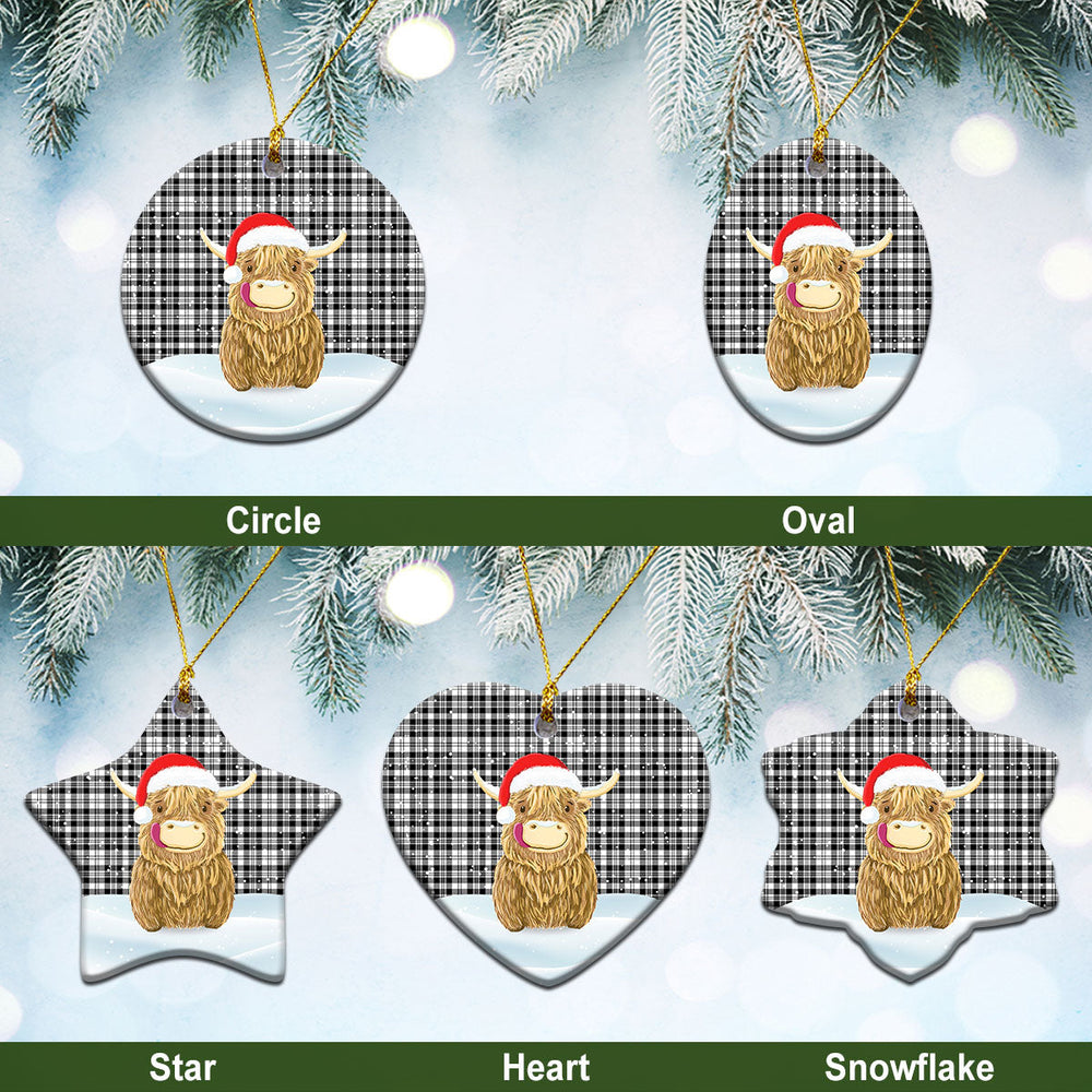 Clan Scott Black & White Modern Tartan Christmas Ceramic Ornament Highland Cows Style VX47 Clan Scott (Scott Tartan) Tartan Ornament   