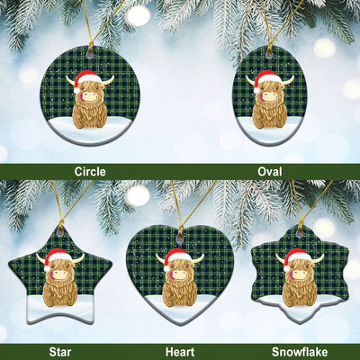 Clan Spottiswood Tartan Christmas Ceramic Ornament Highland Cows Style FD65
