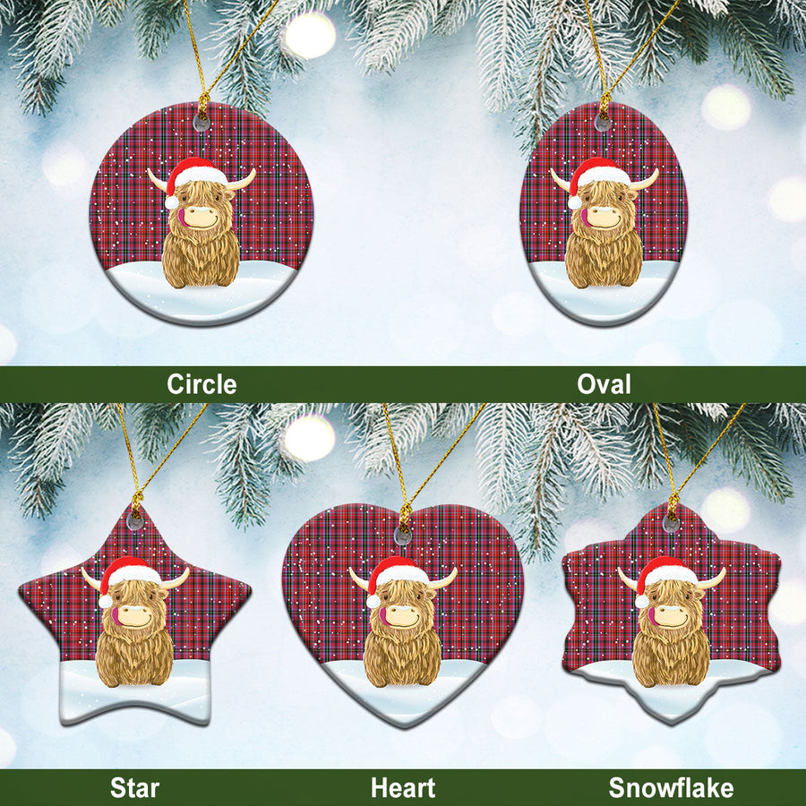 Clan Straiton Tartan Christmas Ceramic Ornament Highland Cows Style EX93 Straiton Tartan Tartan Ornament   