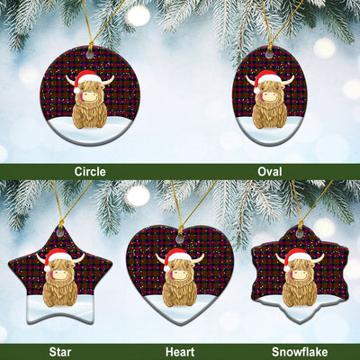 Clan Tennant Tartan Christmas Ceramic Ornament Highland Cows Style