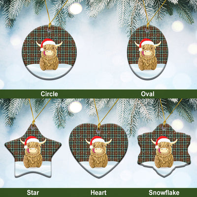 Clan Thomson Hunting Modern Tartan Christmas Ceramic Ornament Highland Cows Style