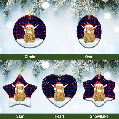 Clan Wedderburn Tartan Christmas Ceramic Ornament Highland Cows Style HT15