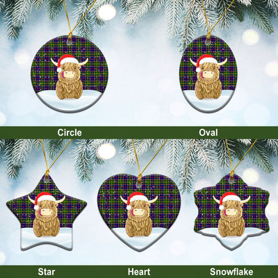 Clan Whitelaw Tartan Christmas Ceramic Ornament Highland Cows Style