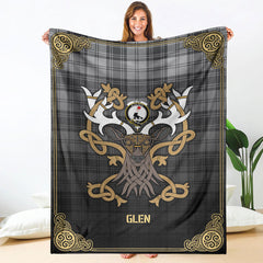 Clan Glen Tartan Crest Premium Blanket Celtic Stag Style QU84 Clan Glen Tartan Today   