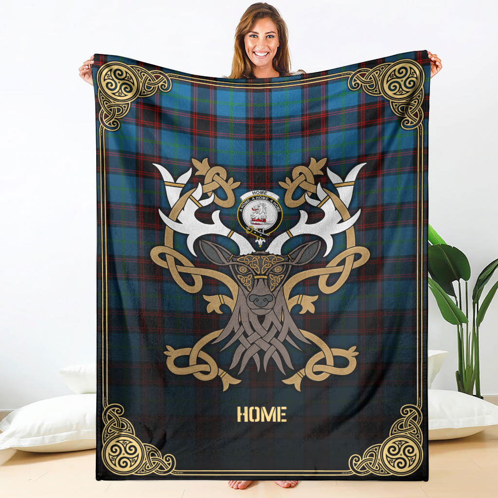 Clan Home Ancient Tartan Crest Premium Blanket Celtic Stag Style UG65 Clan Home/Hume Tartan Today   
