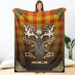 Clan MacMillan Tartan Crest Premium Blanket Celtic Stag Style YL90 Clan MacMillan Tartan Today   