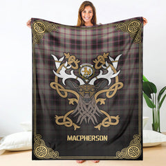 Clan MacPherson Hunting Ancient Tartan Crest Premium Blanket Celtic Stag Style JW50 Clan MacPherson Tartan Today   