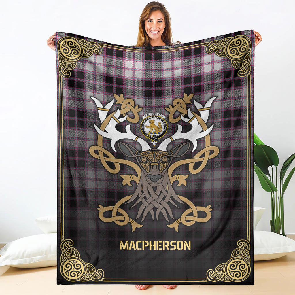 Clan MacPherson Hunting Modern Tartan Crest Premium Blanket Celtic Stag Style ZU62 Clan MacPherson Tartan Today   