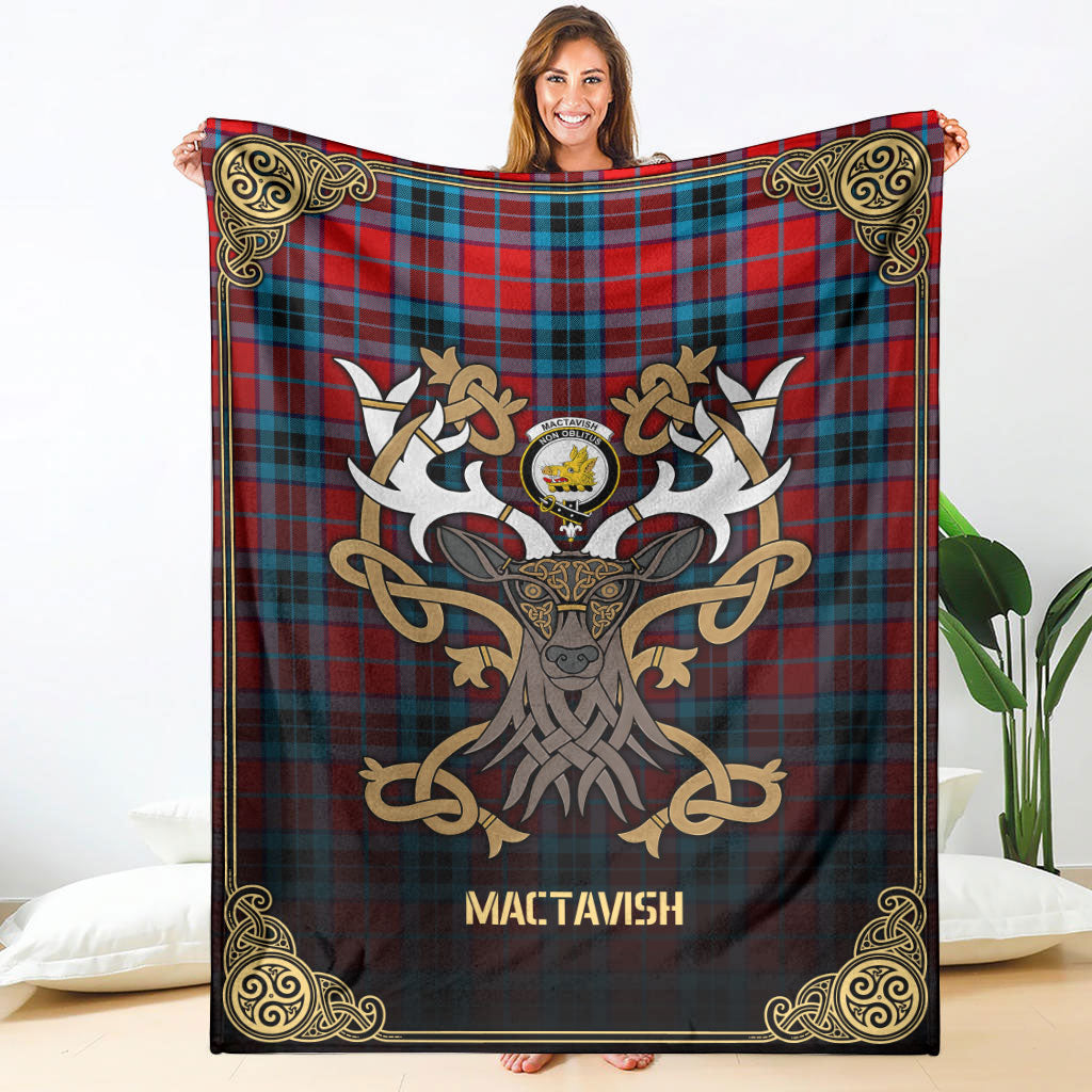 Clan MacTavish Modern Tartan Crest Premium Blanket Celtic Stag Style QW17 Clan MacTavish Tartan Today   