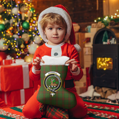 Clan Maxwell Hunting Tartan Crest Christmas Stocking