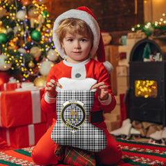Clan Scott Black & White Modern Tartan Crest Christmas Stocking BZ53 Clan Scott (Scott Tartan) Tartan Stocking   