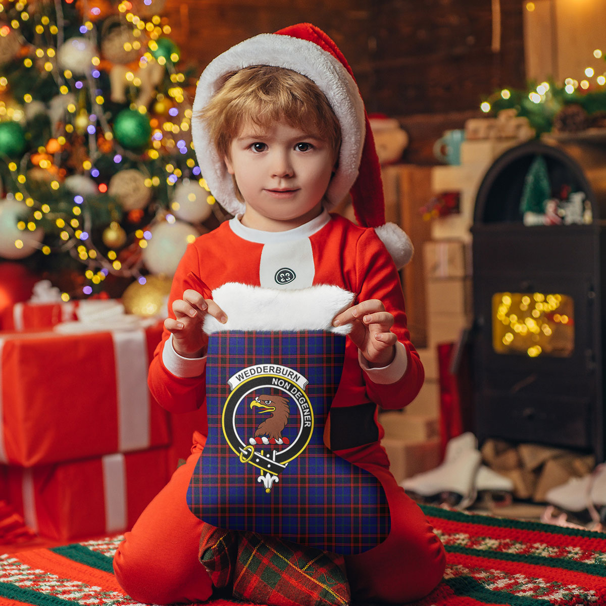 Clan Wedderburn Tartan Crest Christmas Stocking CC88 Wedderburn Tartan Tartan Stocking   