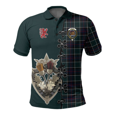 Clan Leslie Hunting Modern Tartan Polo Shirt - Lion Rampant And Celtic Thistle Style