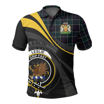 Clan Leslie Hunting Modern Tartan Polo Shirt - Royal Coat Of Arms Style