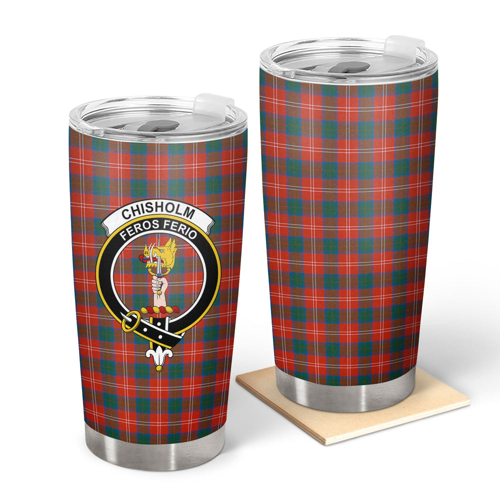 Clan Chisholm Ancient Tartan Crest Tumbler FP30 Clan Chisholm Tartan Today   