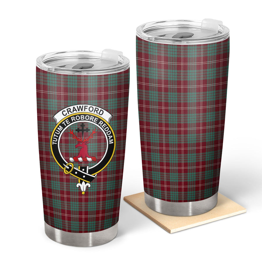 Clan Crawford Modern Tartan Crest Tumbler
