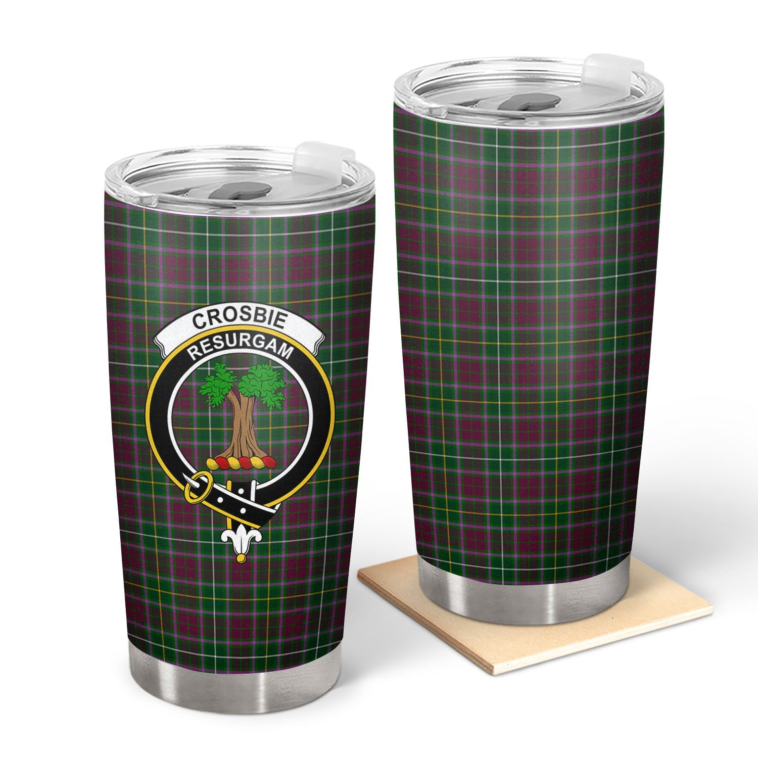 Clan Crosbie Tartan Crest Tumbler TG72 Clan Crosbie Tartan Today   
