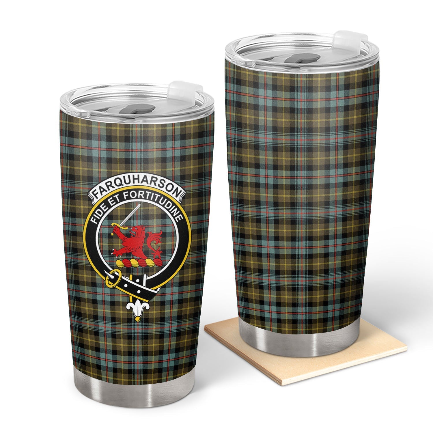 Clan Farquharson Weathered Tartan Crest Tumbler GI58 Clan Farquharson Tartan Today   