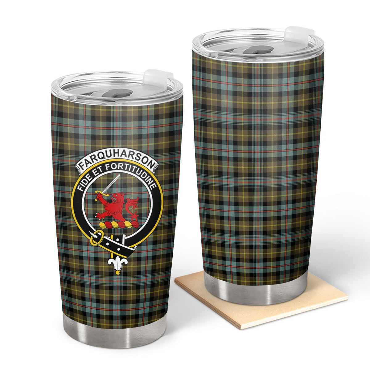 Clan Farquharson Weathered Tartan Crest Tumbler GI58 Clan Farquharson Tartan Today   