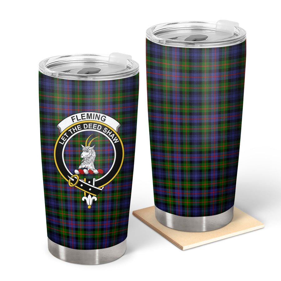 Clan Fleming Tartan Crest Tumbler
