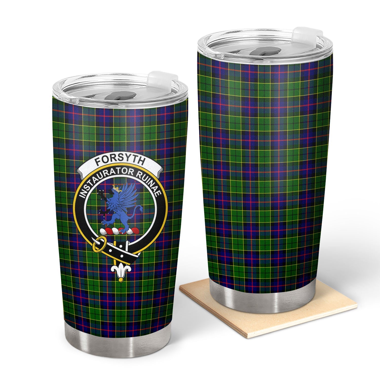 Clan Forsyth Modern Tartan Crest Tumbler GC57 Clan Forsyth Tartan Today   