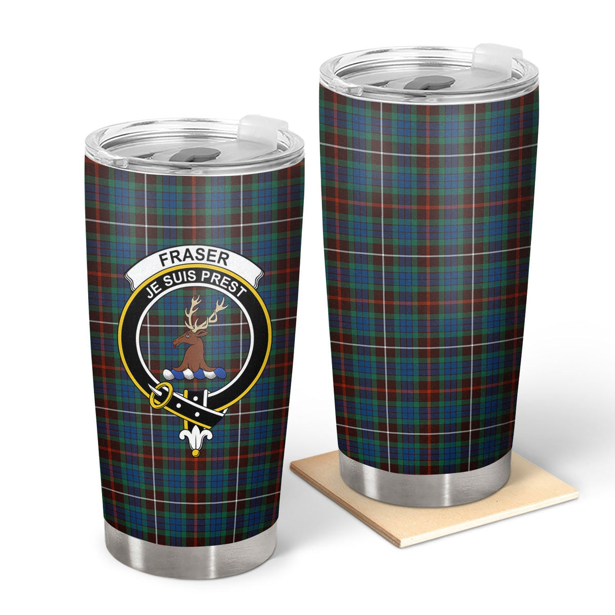 Clan Fraser (of Lovat) Hunting Ancient Tartan Crest Tumbler HS14 Clan Fraser Tartan Today   