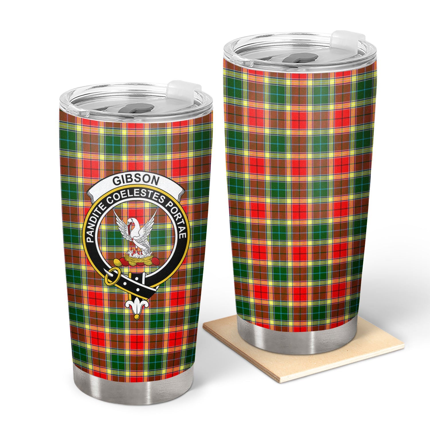 Clan Gibson Tartan Crest Tumbler JO87 Clan Hall Tartan Today   