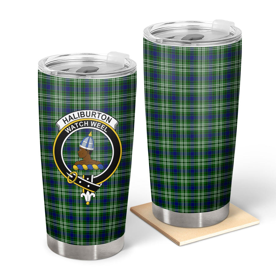 Clan Haliburton Tartan Crest Tumbler