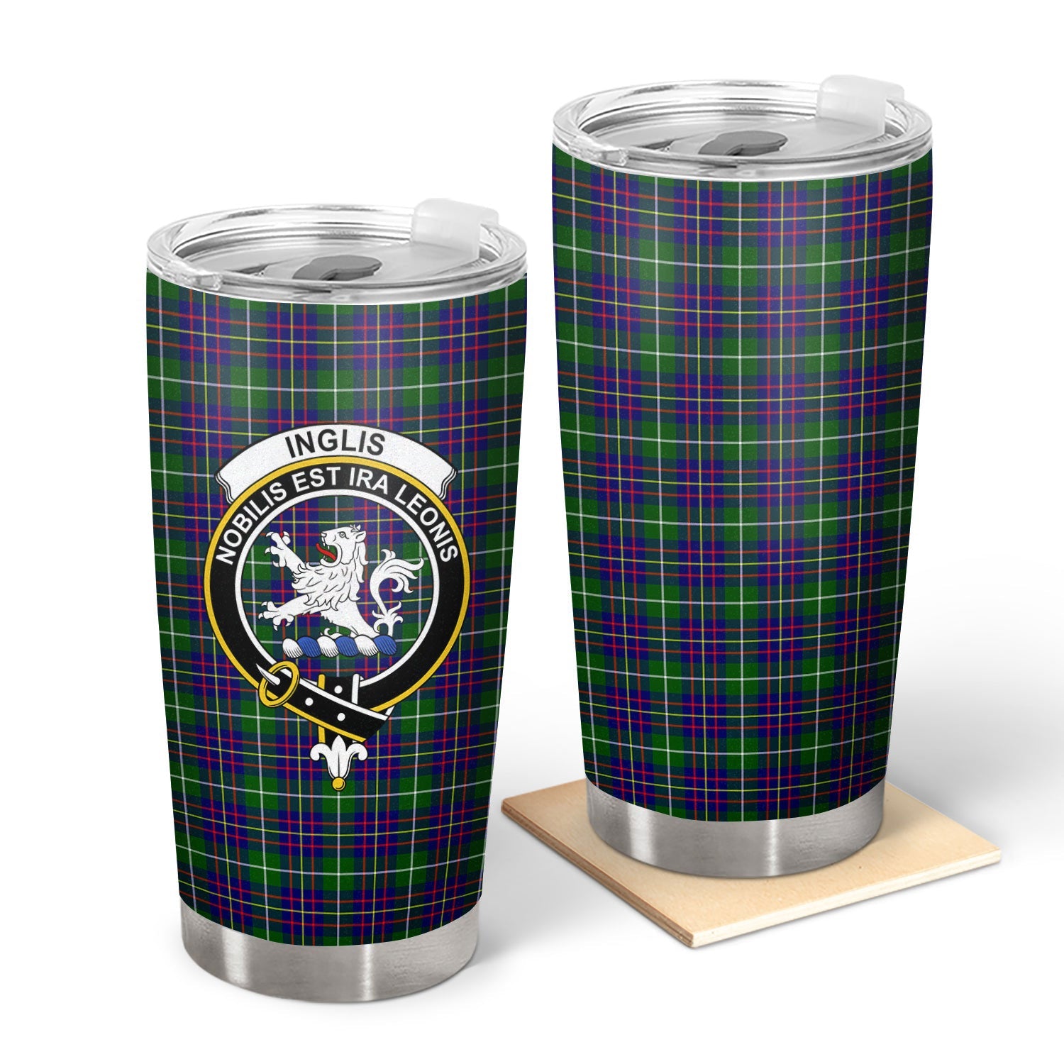 Clan Inglis Modern Tartan Crest Tumbler LN15 Clan Inglis Tartan Today   
