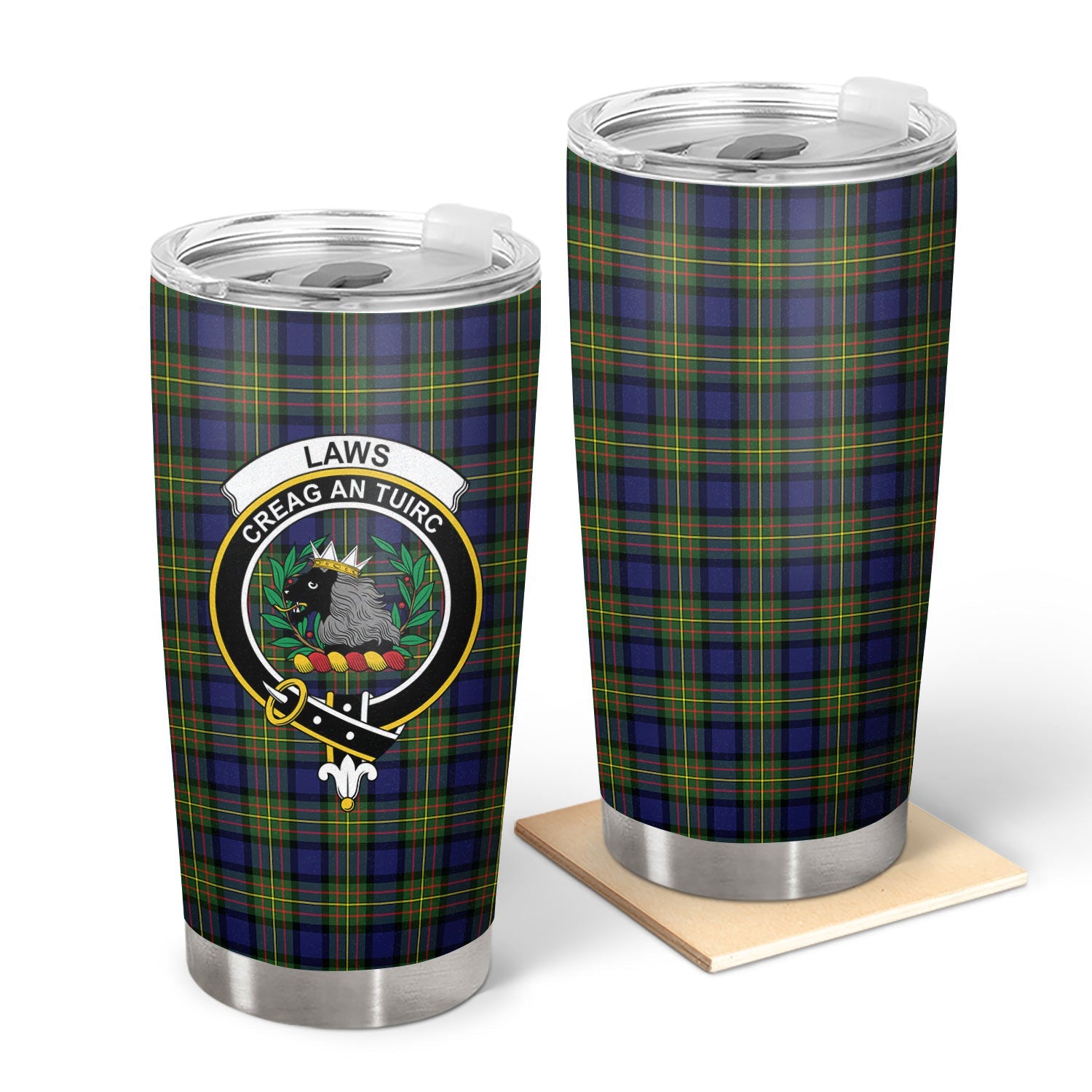 Clan Laws Tartan Crest Tumbler IC82 Clan Hall Tartan Today   