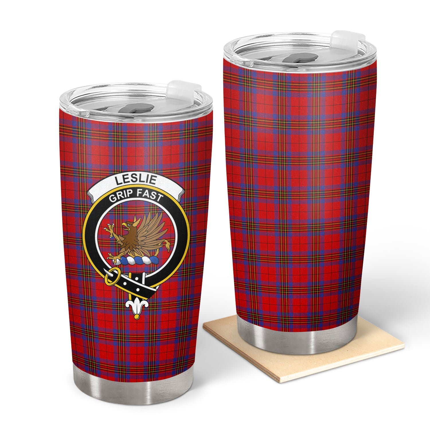 Clan Leslie Modern Tartan Crest Tumbler RN65 Clan Leslie Tartan Today   