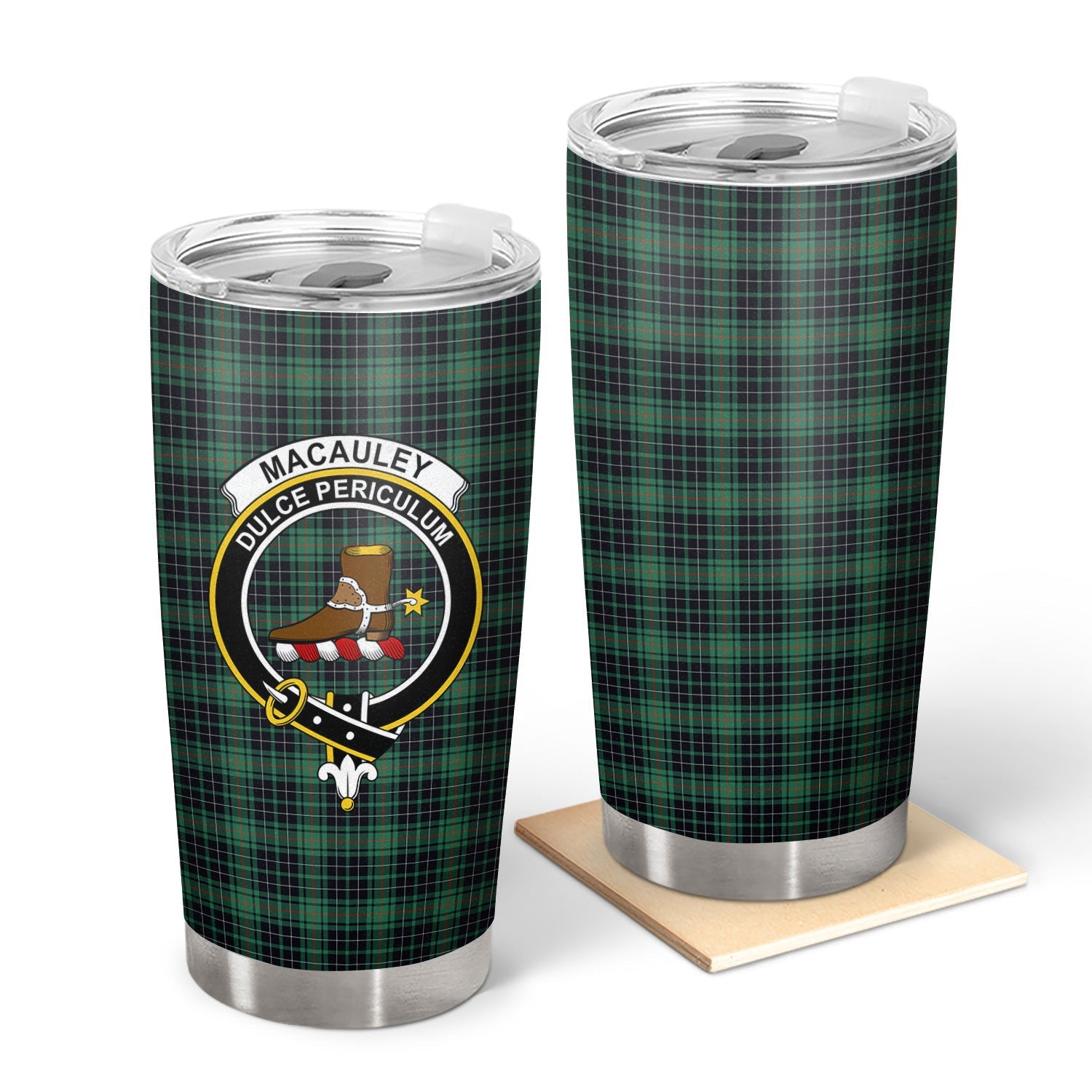Clan MacAuley Hunting Ancient Tartan Crest Tumbler HV18 Clan Hall Tartan Today   