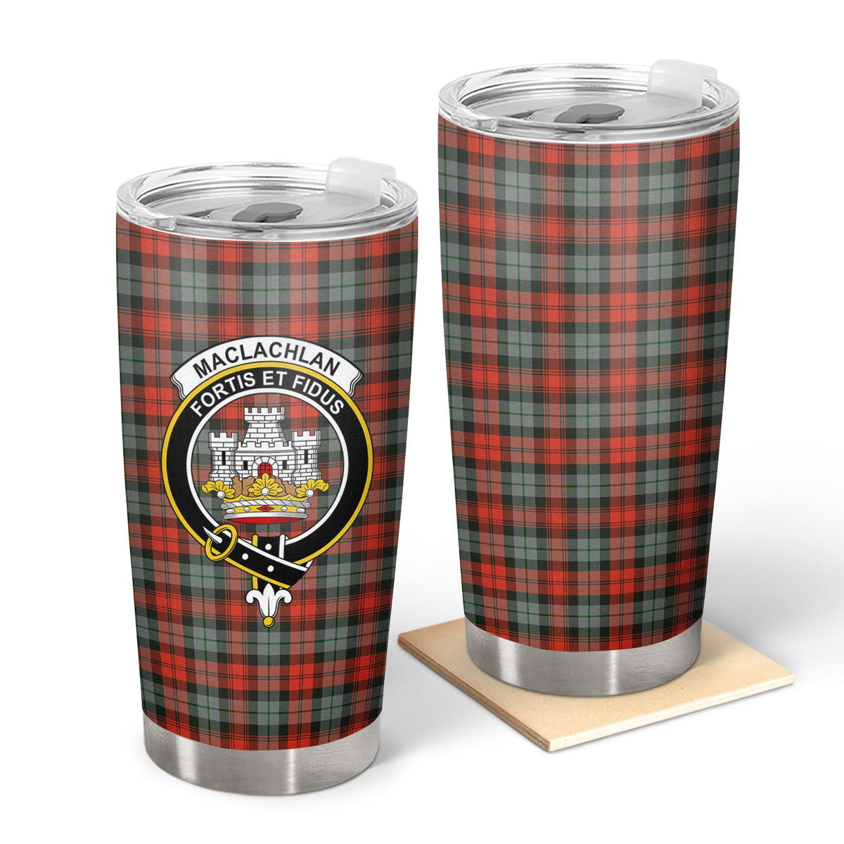 Clan MacLachlan Weathered Tartan Crest Tumbler NE50 Clan Hall Tartan Today   