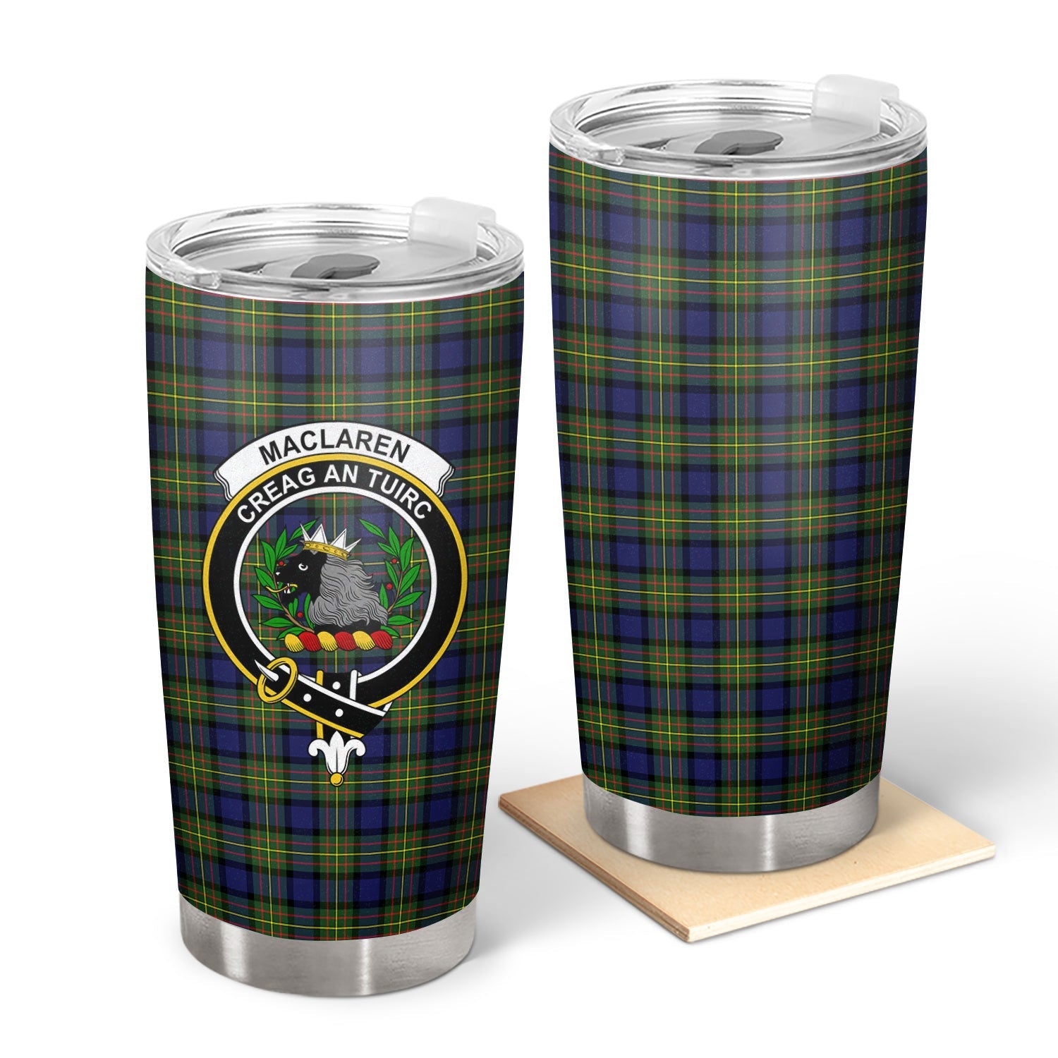 Clan MacLaren Modern Tartan Crest Tumbler JM56 Clan Hall Tartan Today   