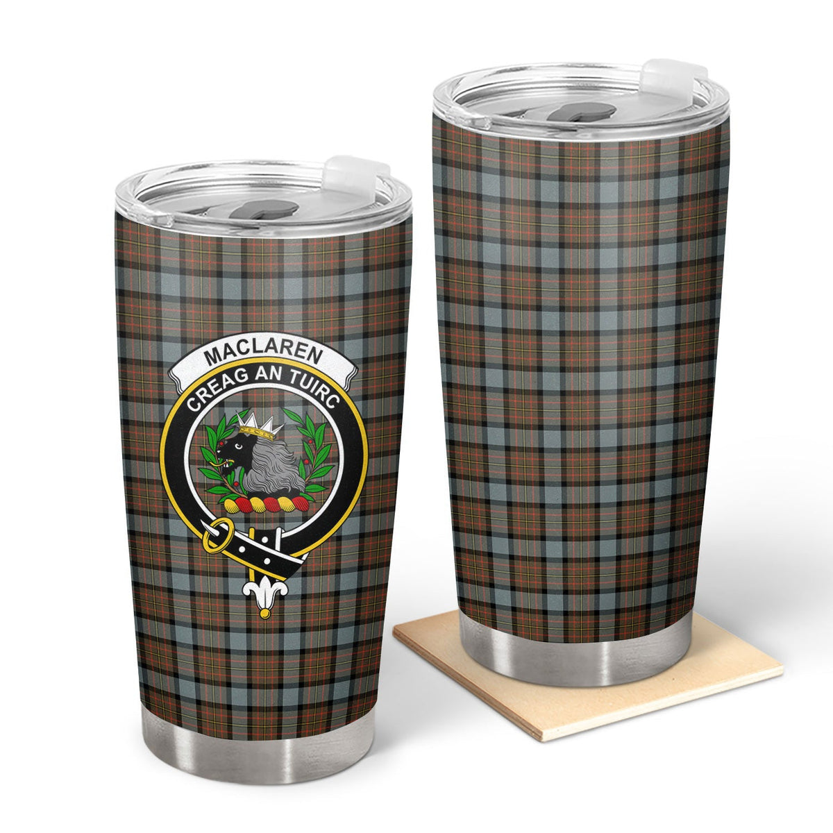 Clan MacLaren Weathered Tartan Crest Tumbler EC57 Clan Hall Tartan Today   