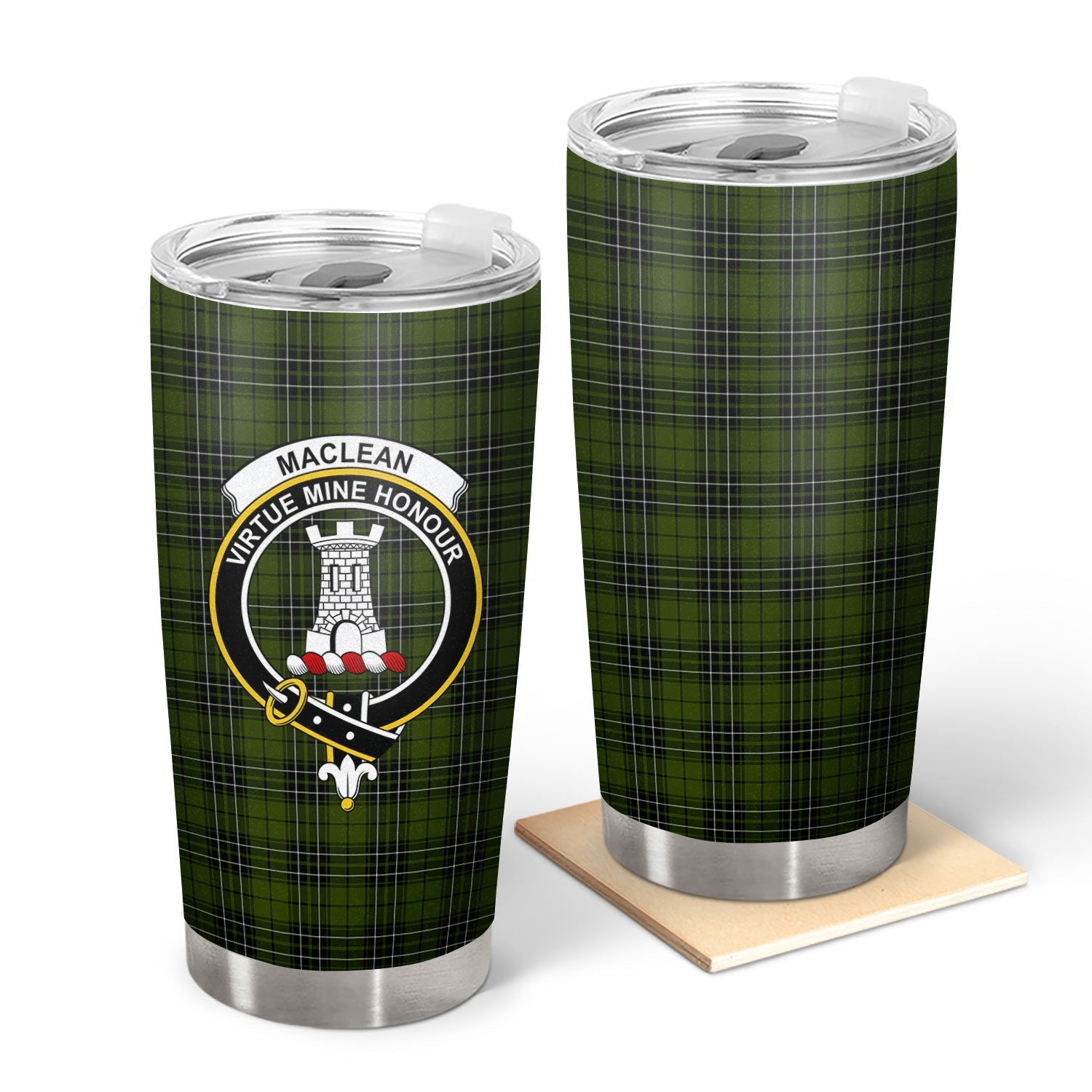 Clan MacLean Hunting Tartan Crest Tumbler BQ24 Clan Hall Tartan Today   