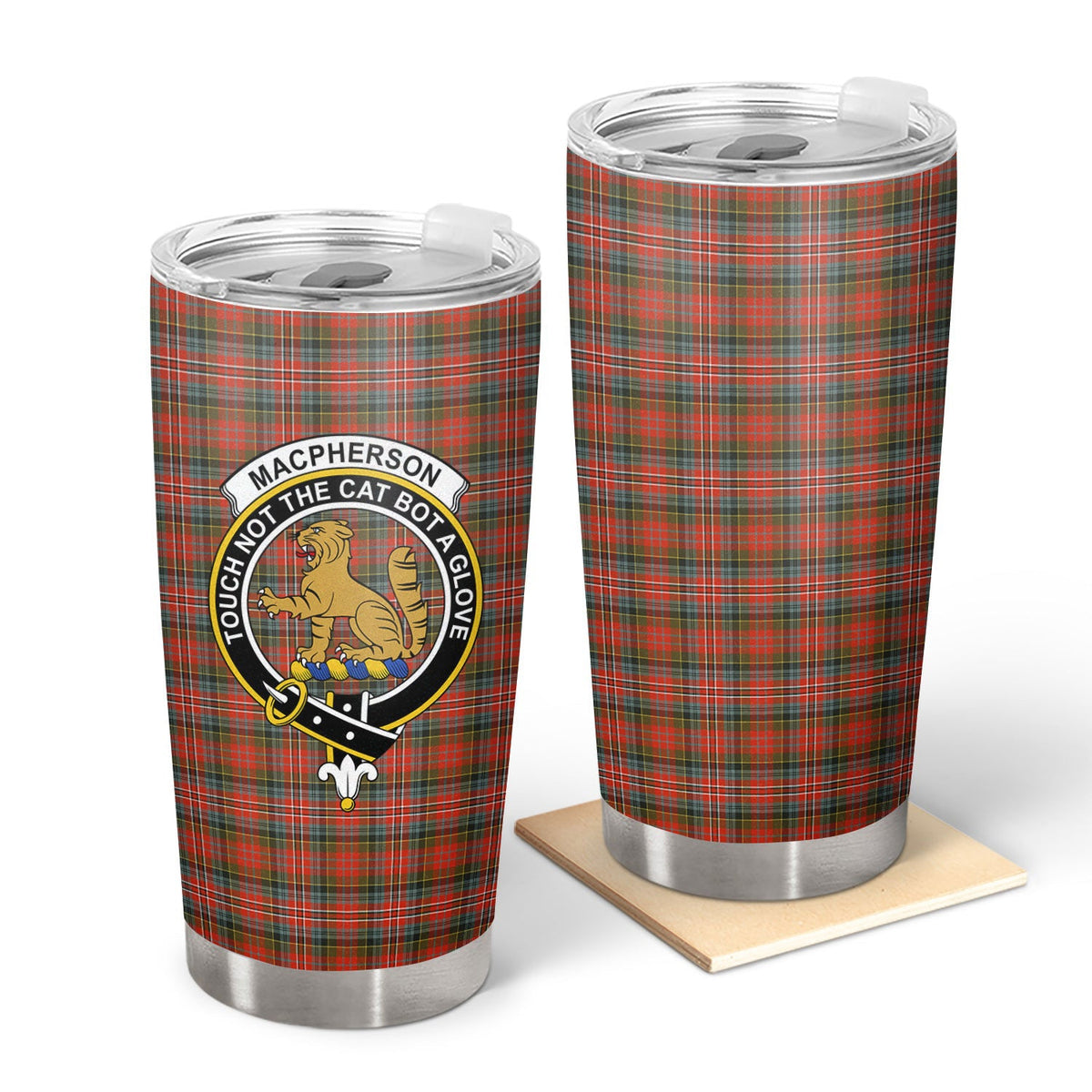 Clan MacPherson Weathered Tartan Crest Tumbler GD20 Clan MacPherson Tartan Today   