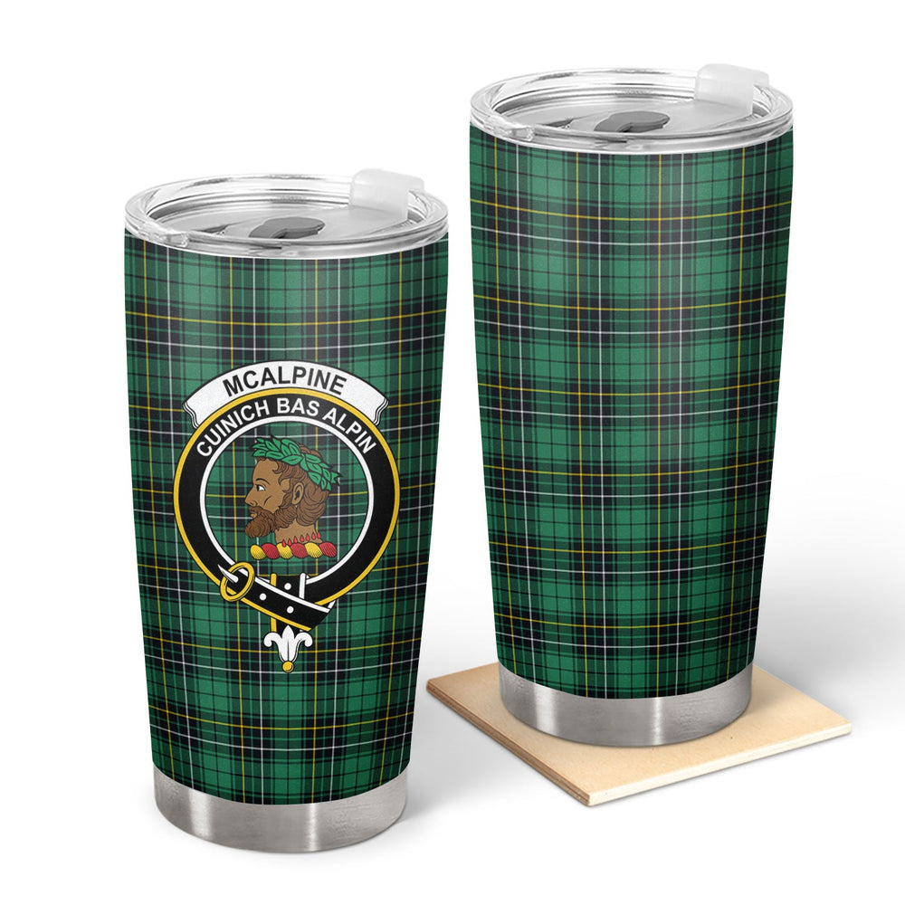 Clan McAlpine Ancient Tartan Crest Tumbler CU15 Clan Hall Tartan Today   