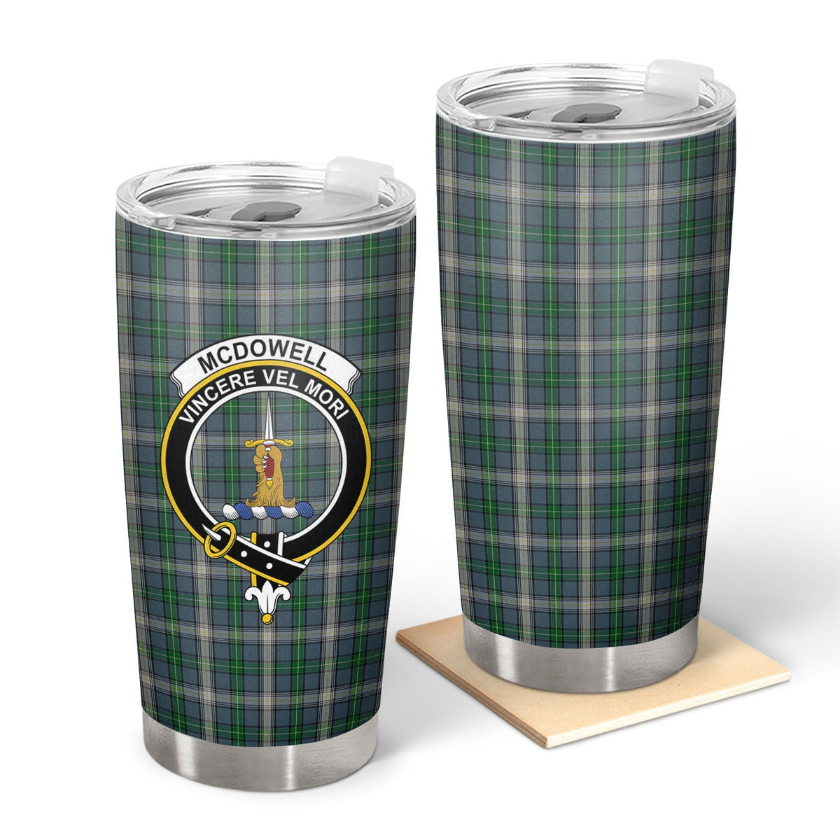 Clan McDowell (MacDowell) Tartan Crest Tumbler AC82 Clan Hall Tartan Today   