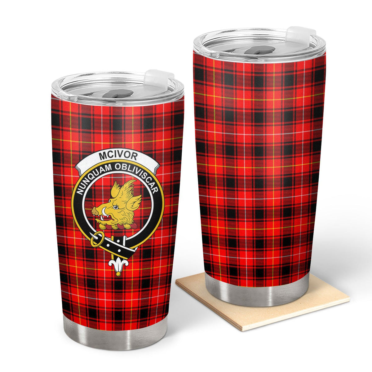 Clan McIvor Tartan Crest Tumbler UB74 Clan Hall Tartan Today   