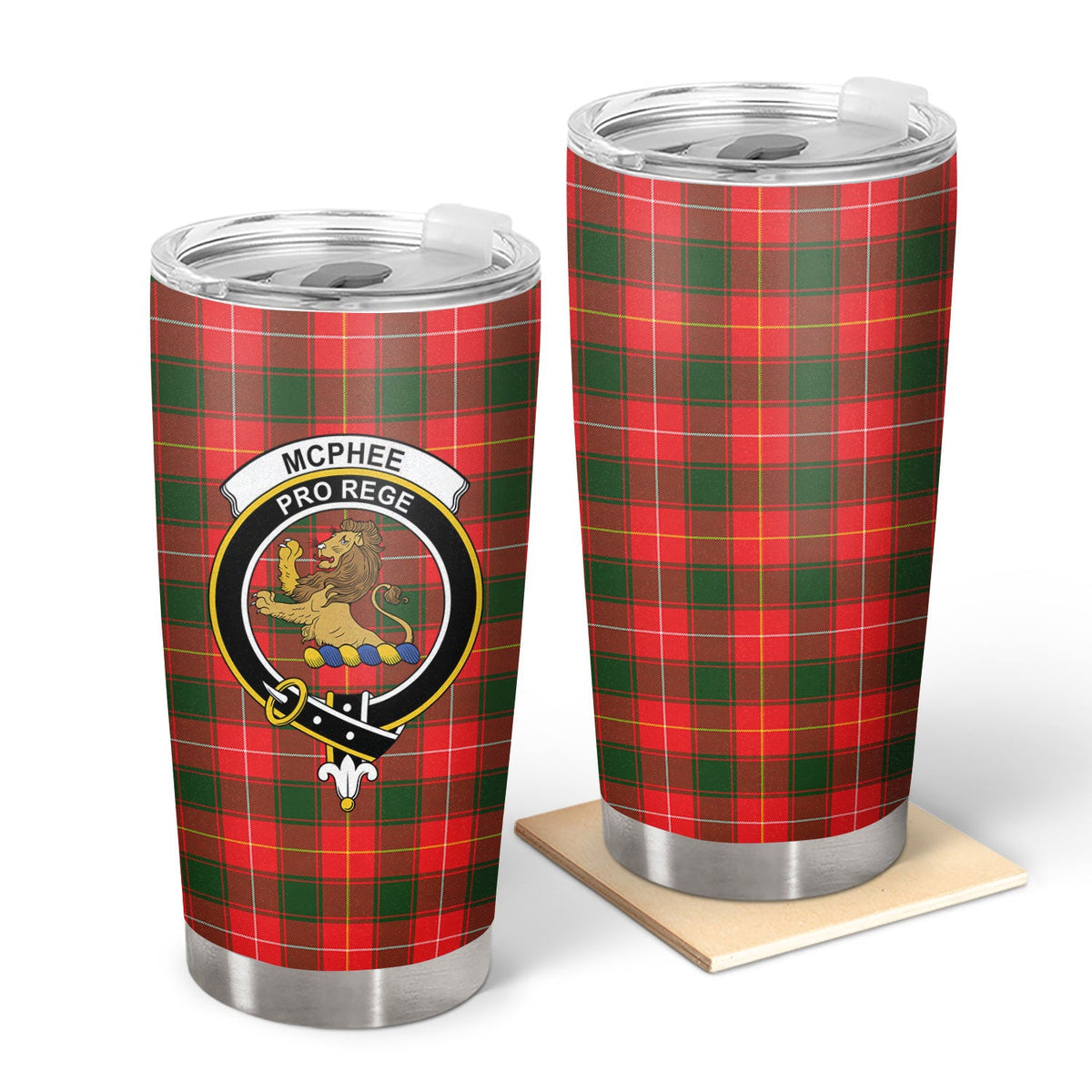 Clan McPhee Tartan Crest Tumbler KK32 Clan Hall Tartan Today   