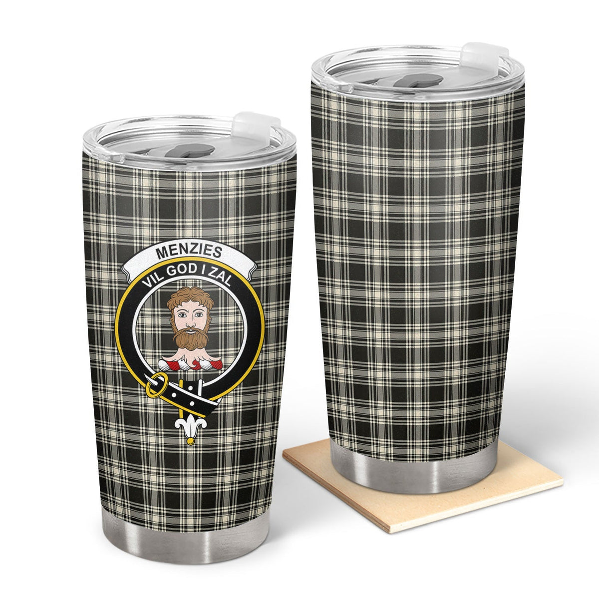 Clan Menzies Black _ White Ancient Tartan Crest Tumbler ND21 Clan Menzies Tartan Today   