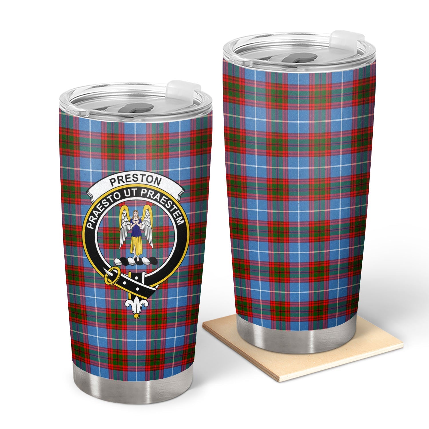 Clan Preston Tartan Crest Tumbler BW16 Clan Preston Tartan Today   