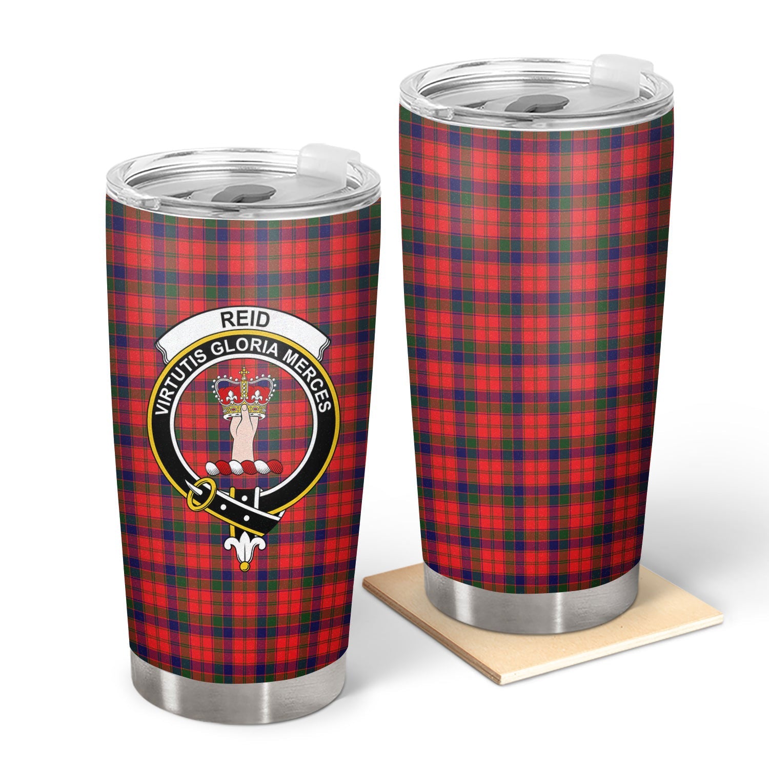 Clan Reid Modern Tartan Crest Tumbler QX11 Clan Hall Tartan Today   