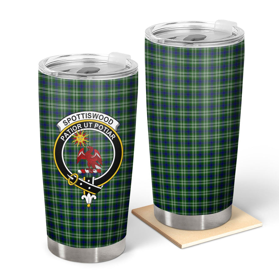 Clan Spottiswood Tartan Crest Tumbler