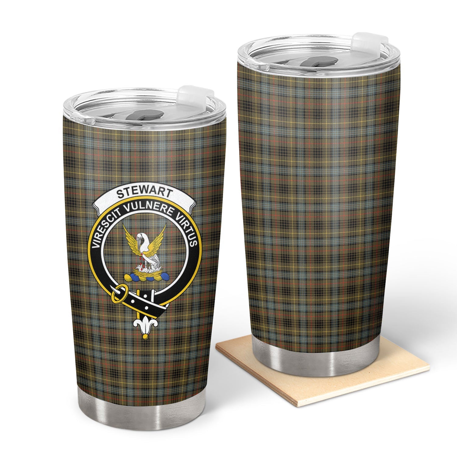 Clan Stewart Hunting Weathered Tartan Crest Tumbler BG95 Clan Stewart Tartan Today   